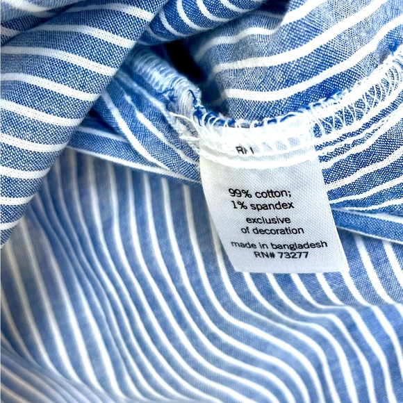 DARLING Blue & White Striped Button Down Shirt Large - Picture 6 of 6
